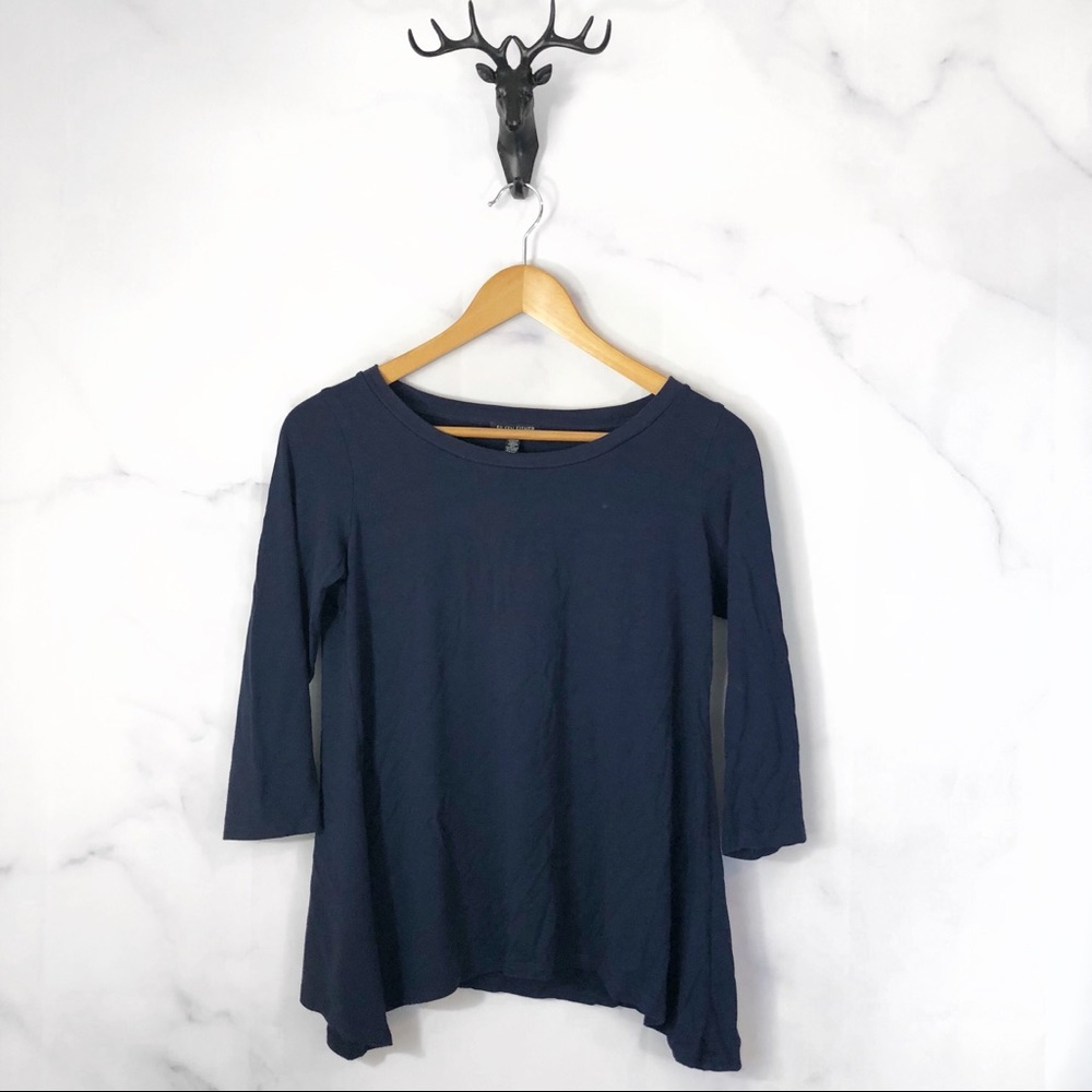 Eileen Fisher | Blue Basic 3/4 Sleeve Top Petite S